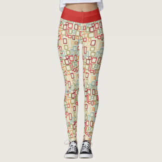 Leggings Ceinture rouge à motif de carrés >Leggings