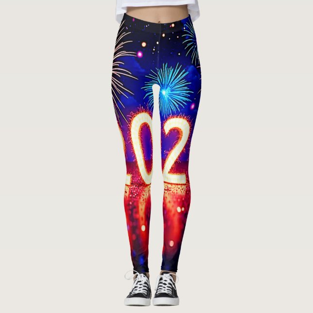 Leggings Célébrez 2026 : Conception d'étincelle d'avenir br (Devant)