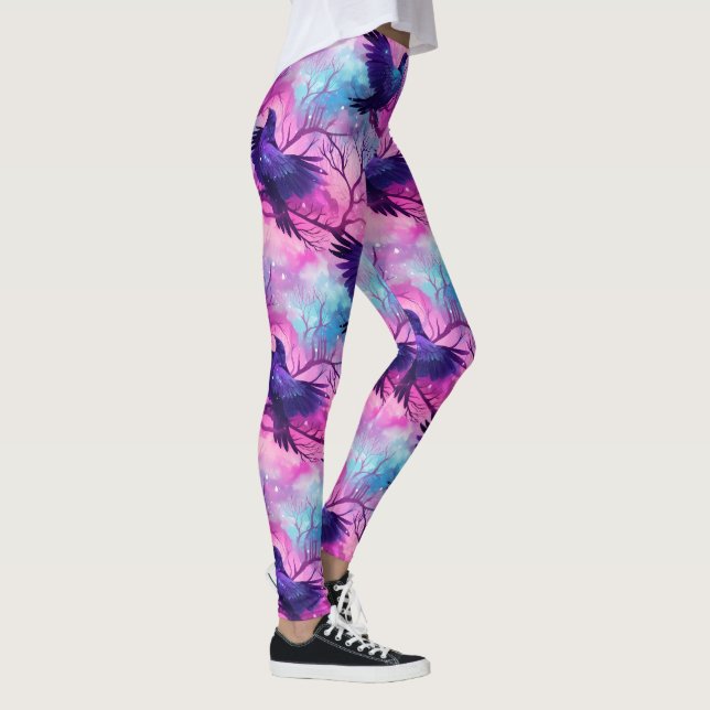 Leggings Céleste Corbeau Galaxy Pastel Halloween Motif (Droite)