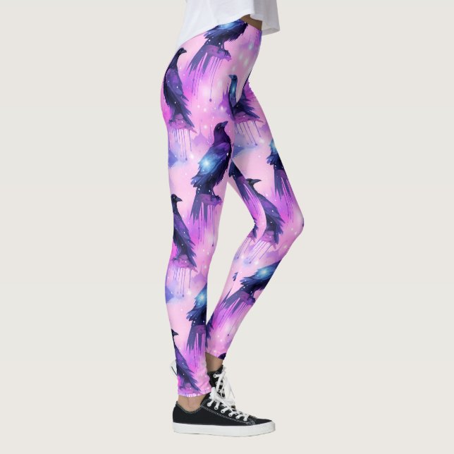 Leggings Céleste Corbeau Galaxy Pastel Halloween Motif (Droite)