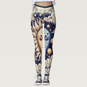 Leggings Céleste Vintage Demi Soleil & Lune Bleu Jaune