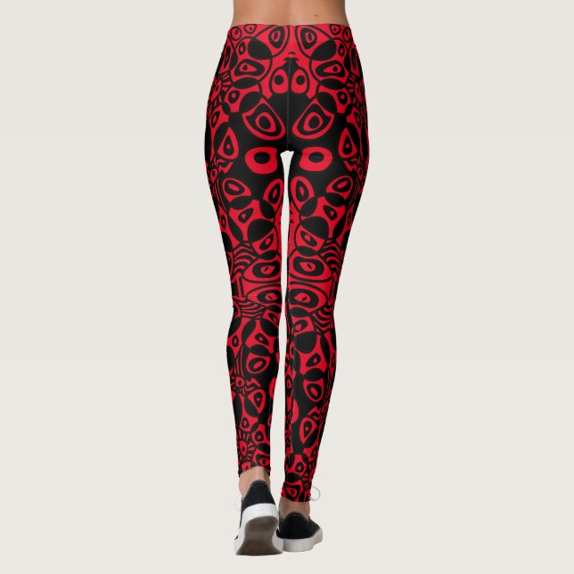 Leggings Cellules de Valentine Similaires Noir Rouge (Dos)