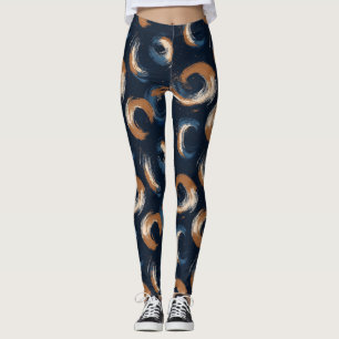 Leggings Cercle bleu et Brown sur Arrière - plan foncé