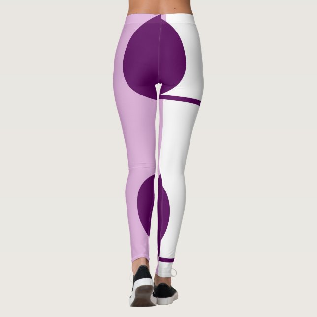 Leggings Cercle d'art Abstrait violet rose blanc (Dos)