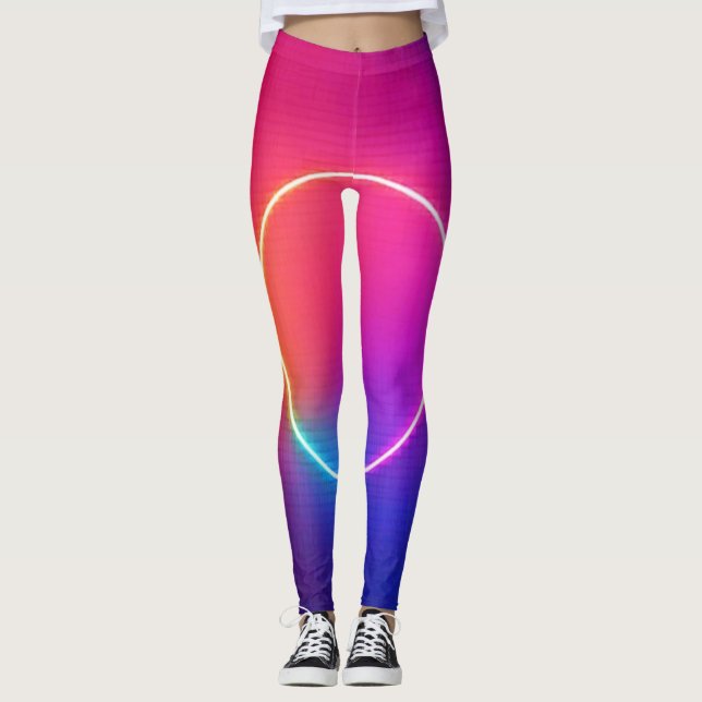 Leggings Cercle de néon lumineux - Art abstrait (Devant)