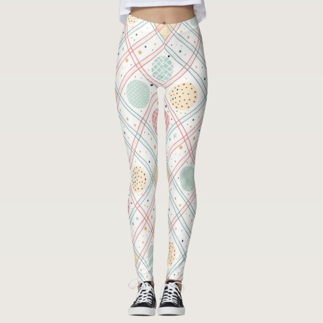 Leggings Cercle géométrique rétro | Abstrait de milieu de s (Devant)