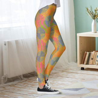 Leggings Cercles Abstraits Géométriques Colorés Sur Fond Ja