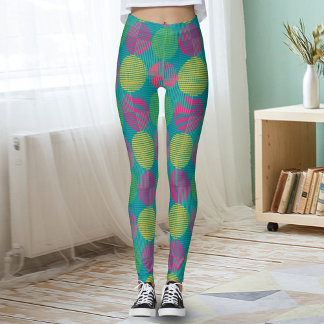 Leggings Cercles Abstraits Géométriques Colorés Sur Teal
