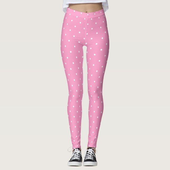Leggings Cercles blancs mocassés rose chaud Points élégants (Devant)