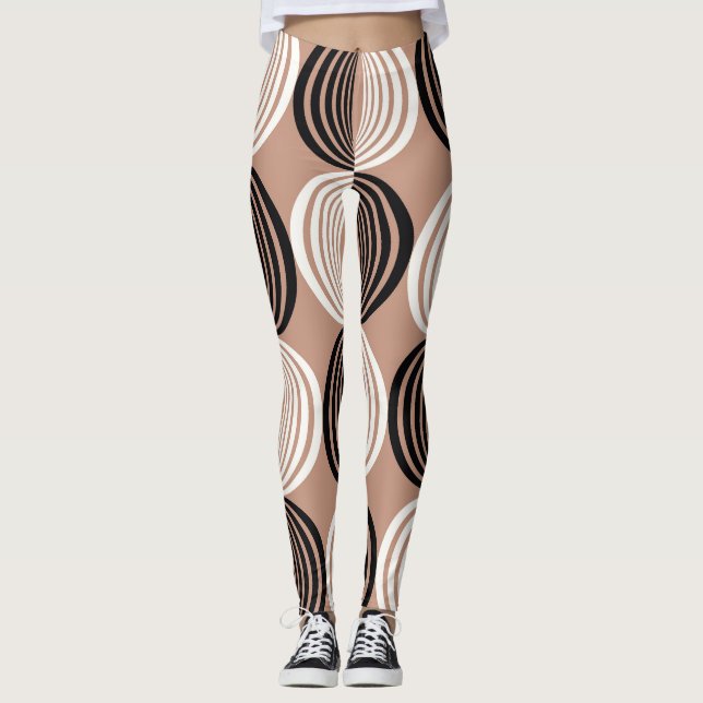 Leggings Cercles Brown géométriques Conception transparente (Devant)