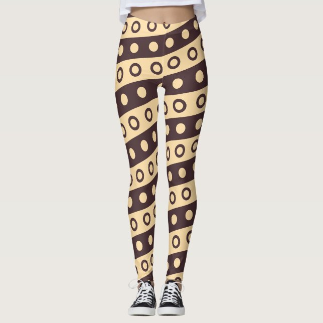 Leggings Cercles Chocolat beige Motif minimal (Devant)
