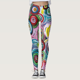 Leggings Cercles colorés et torsades Art Abstrait original