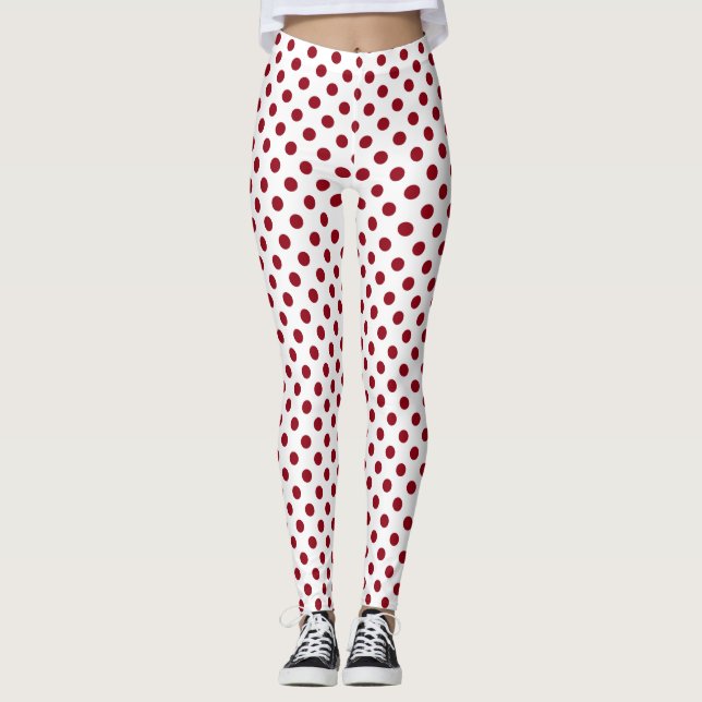 Leggings Cercles de pois de rouge cramoisi (Devant)