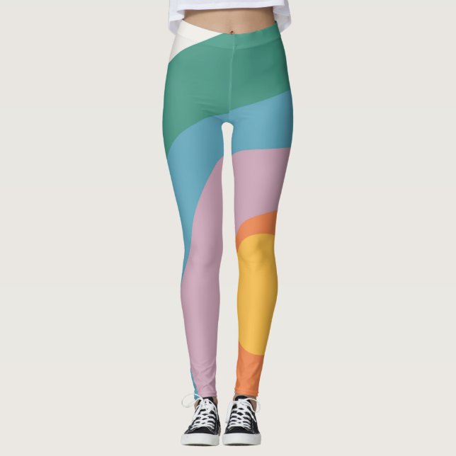 Leggings Cercles de style rétro multicolore (Devant)