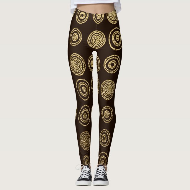 Leggings Cercles d'or : Motif à main (Devant)