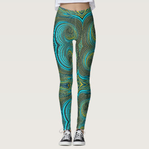 Leggings Cercles d'or noir Turquoise Vert
