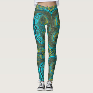 Leggings Cercles d'or noir Turquoise Vert