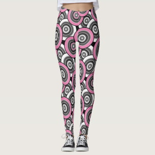 Leggings Cercles et anneaux quadrillage géométrique noir et