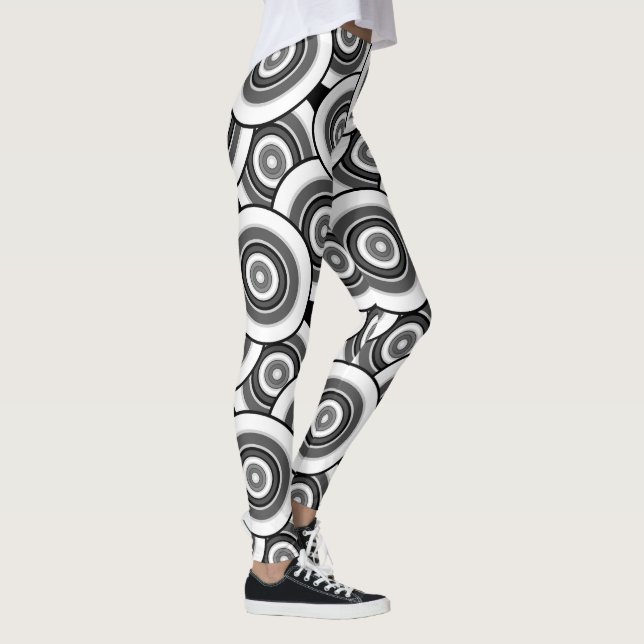 Leggings Cercles et anneaux quadrillage géométrique noir et (Droite)