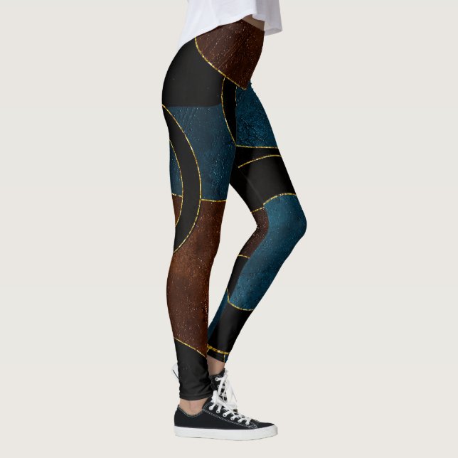 Leggings Cercles Géométriques Abstraits Paillettes Or Feuil (Droite)