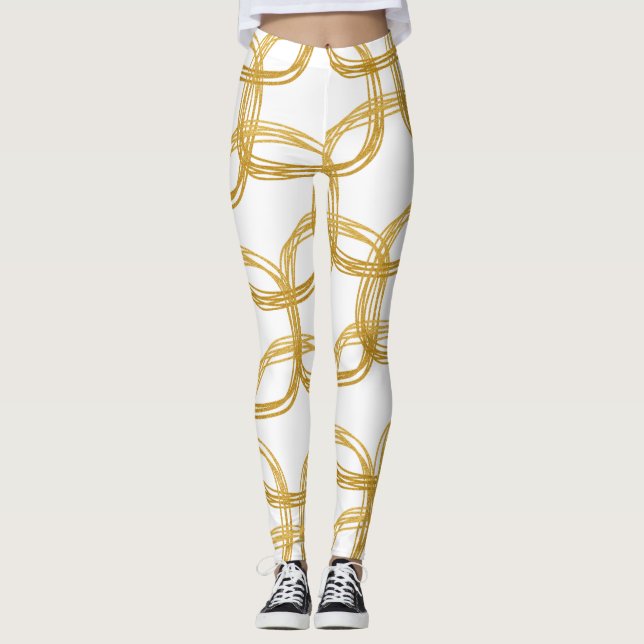 Leggings Cercles Gribouillis Dorés Moderne Chic Choisissez  (Devant)