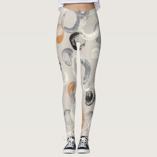 Leggings Cercles Gris: Motif simple sans couture (Devant)