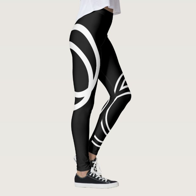 Leggings Cercles intersectés créatifs blancs monochromes (Droite)