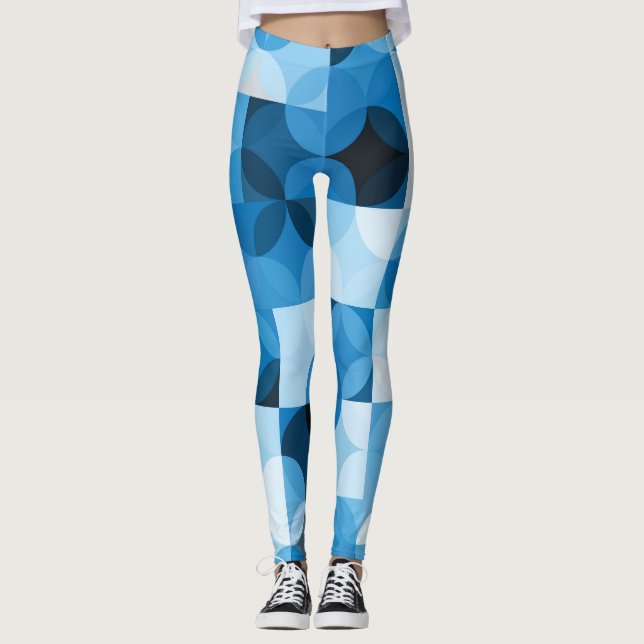 Leggings Cercles invisibles : Vintage bleu Abstrait (Devant)