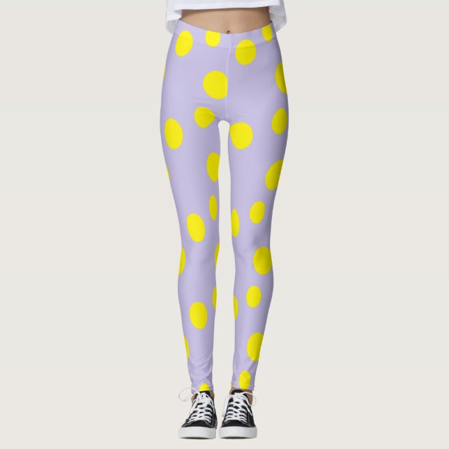 Leggings Cercles jaunes sur motif pourpre (Devant)