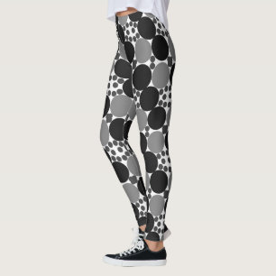 Leggings Cercles Monochromes : Noir Abstrait Blanc Et Gris,