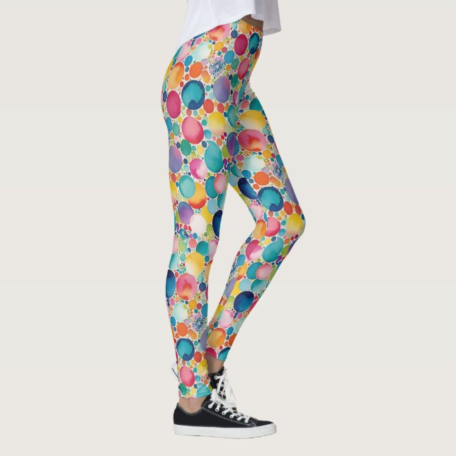 Leggings Cercles multicolores colorés Motif d'aquarelle (Droite)
