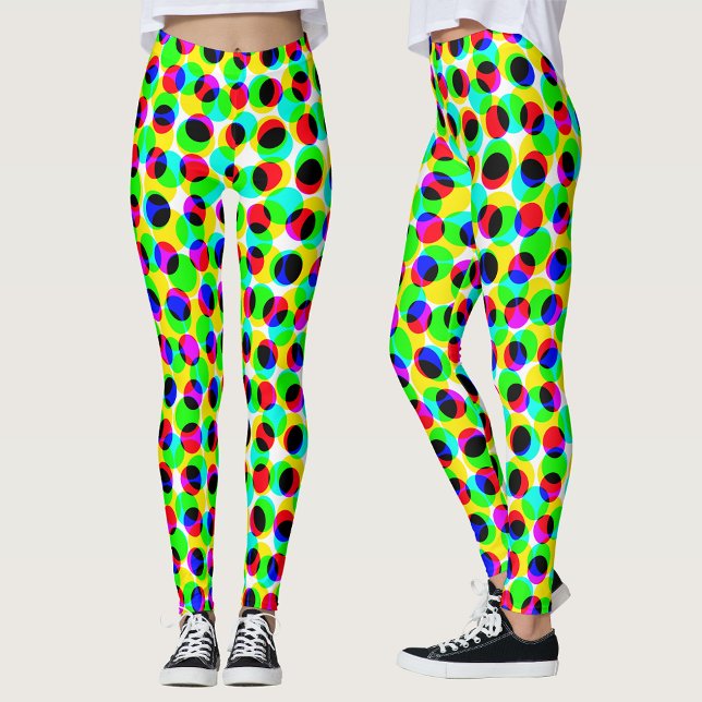 Leggings Cercles Points de couleur néon géométrique abstrai (Créateur téléchargé)