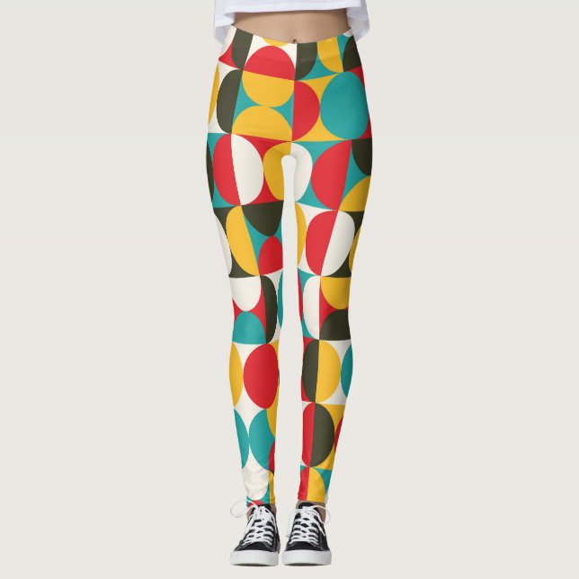Leggings Cercles rétro : Motif Hipster coloré. (Devant)