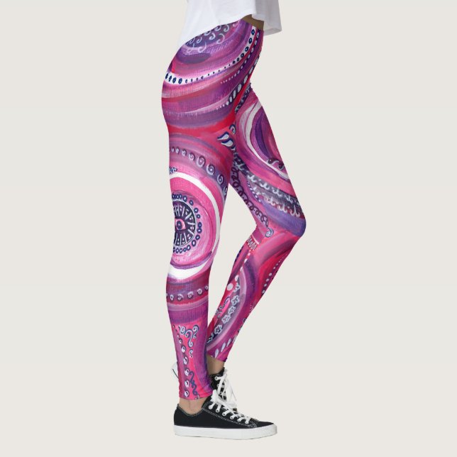 Leggings Cercles roses et violets et tourbillons Art origin (Droite)