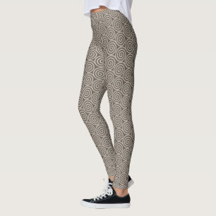 Leggings Cercles spirals abstraits élégants sur fond marron