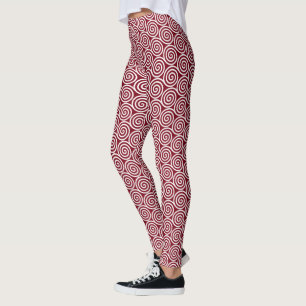 Leggings Cercles spiraux Abstraits élégants sur Maroon