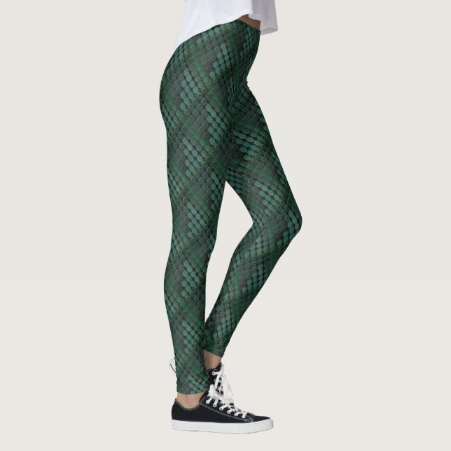 Leggings Cercles vert à la menthe opaque, aspect reptile (Droite)