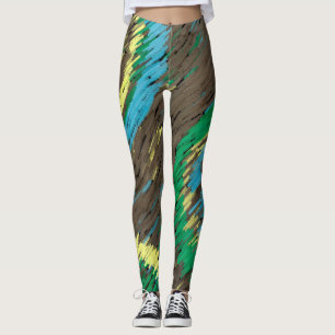 Leggings cercles vert brun jaune art moderne abstrait