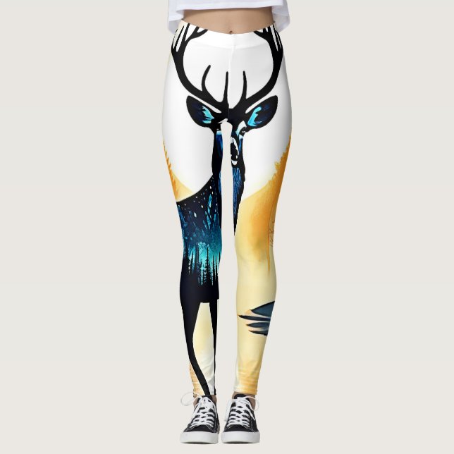 Leggings Cerf de la forêt mystique (Devant)