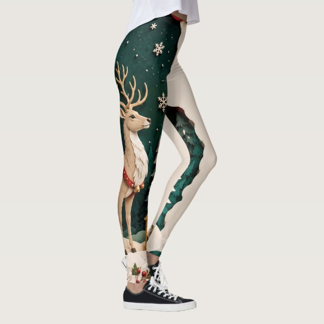 Leggings Cerf de Noël cadre forestier (Droite)