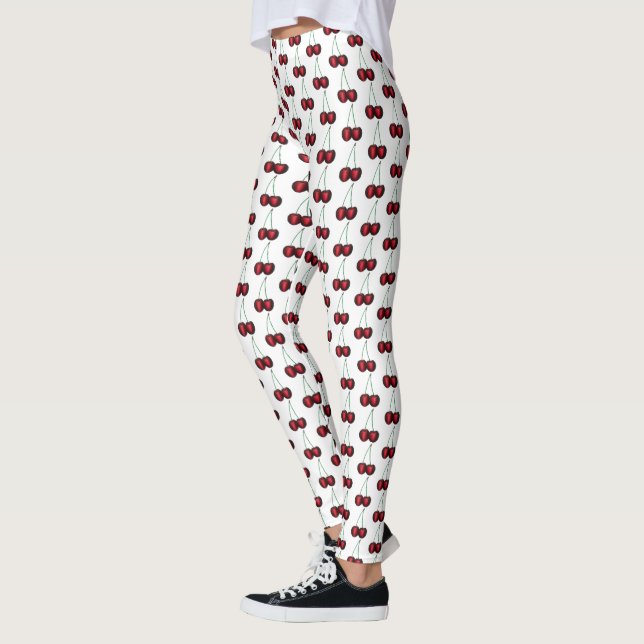 Leggings Cerises Rouge mûr Cerise Fruit d'été Imprimer (Gauche)