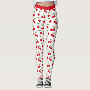 Leggings Cerises rouges juteuses rouge et blanc à motifs