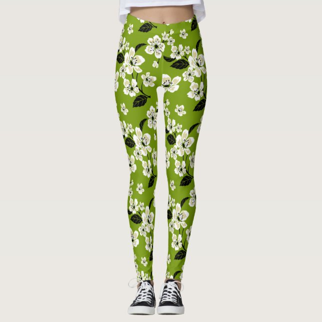 LEGGINGS CERISIER EN FLEURS - SAKURA (MATCHA) (Devant)