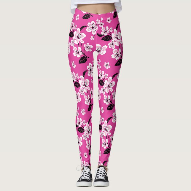 LEGGINGS CERISIER EN FLEURS - SAKURA (ROSE) (Devant)