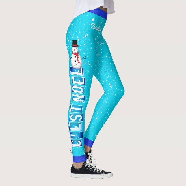 Leggings C'EST NOEL / Snowman Christmas (Votre nom) (Droite)
