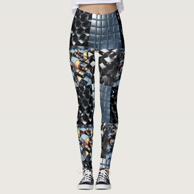 Leggings CGI Metallic Cube Grid with Reflective Golden Ligh (Devant)