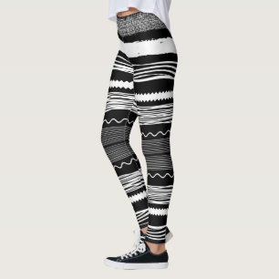 Leggings Chaîne argentée noire et blanche triée