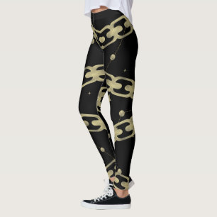 Leggings Chaîne d'or Faux Gold Constellation Stars Lune