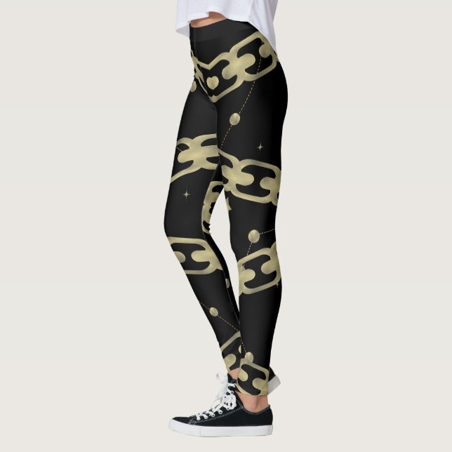 Leggings Chaîne d'or Faux Gold Constellation Stars Lune (Gauche)