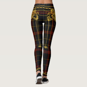 Leggings Chaîne d'or Trier rouge Tartan noir Plaid